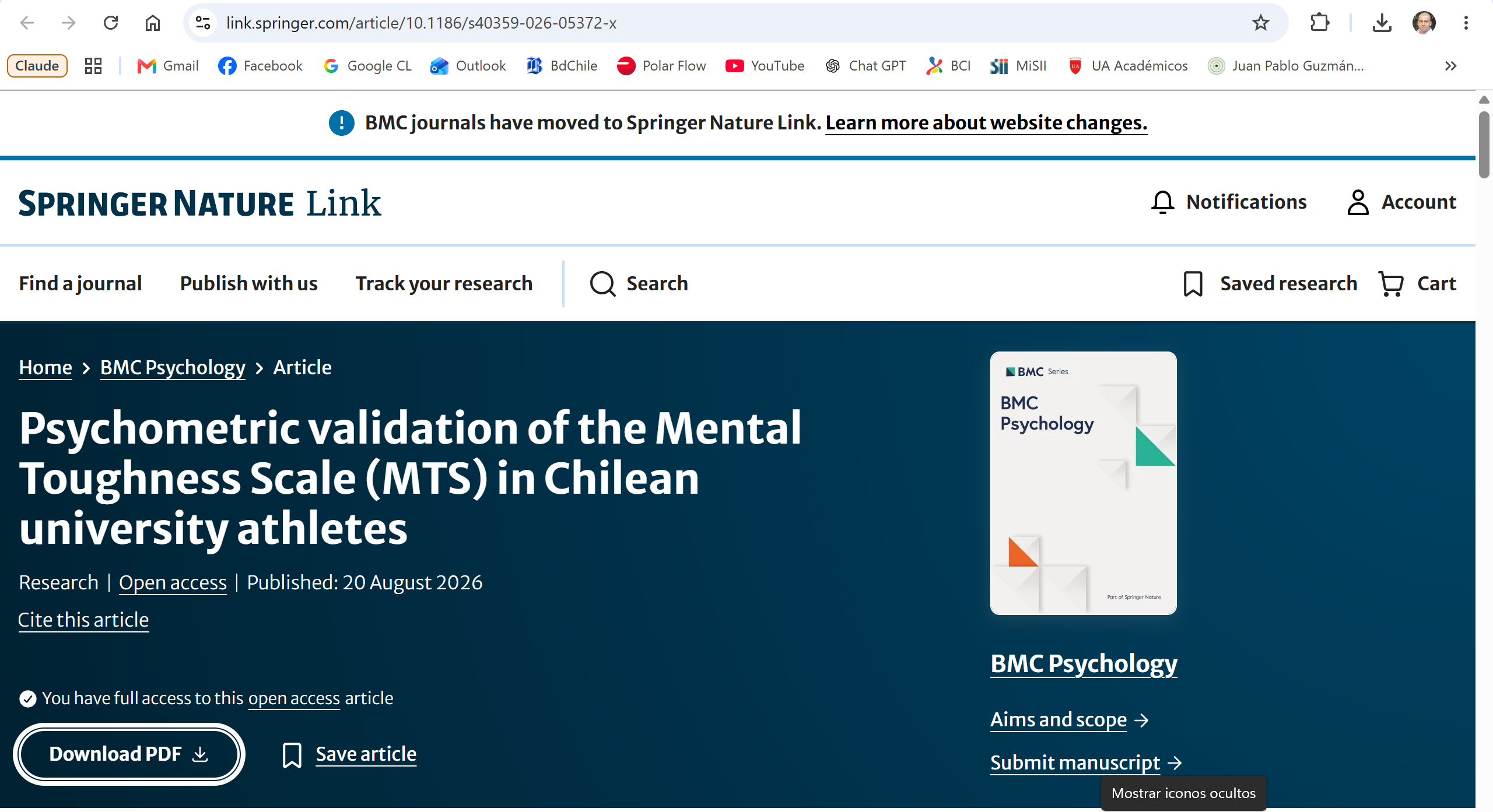Validación de la Mental Toughness Scale en deportistas universitarios chilenos